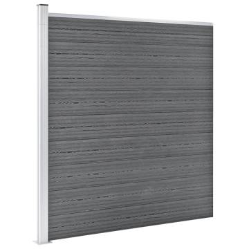 WPC Fence Set 6 Square + 1 Slanted 1138x186 cm Grey - Hipomarket