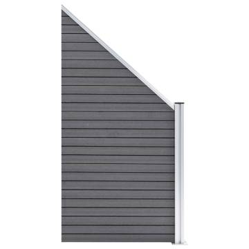 WPC Fence Set 6 Square + 1 Slanted 1138x186 cm Grey - Hipomarket