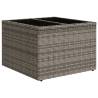 Garden Table with Glass Top - Grey Poly Rattan - 55x55x37 cm