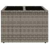 Garden Table with Glass Top - Grey Poly Rattan - 55x55x37 cm