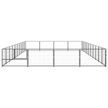 Durable Black Dog Kennel - 40 m² Steel Outdoor Cage