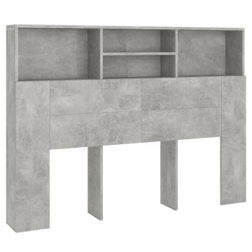 Headboard Cabinet Concrete Grey - Stylish Bedroom Storage