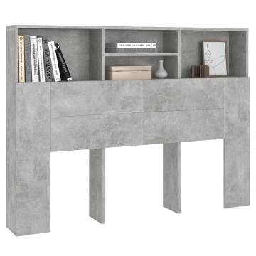 Headboard Cabinet Concrete Grey - Stylish Bedroom Storage