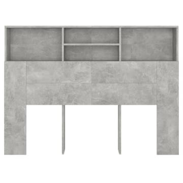 Headboard Cabinet Concrete Grey - Stylish Bedroom Storage