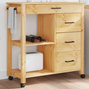 Kitchen Trolley MONZA - Solid Pine Wood | Hipomarket