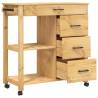 Kitchen Trolley MONZA - Solid Pine Wood | Hipomarket