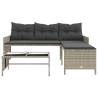 Light Grey L-Shaped Garden Sofa with Table & Cushions