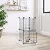 8-Panel Pet Cage with Door - Black Steel 35x35 cm | HipoMarket