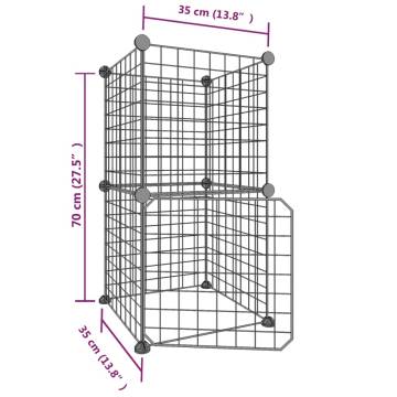 8-Panel Pet Cage with Door - Black Steel 35x35 cm | HipoMarket