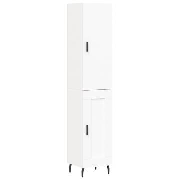 Stylish Highboard White - 34.5x34x180 cm Engineered Wood