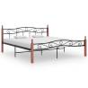 Bed Frame Black Metal and Solid Oak Wood 200x200 cm Colour dark brown Size 200 x 200 cm 