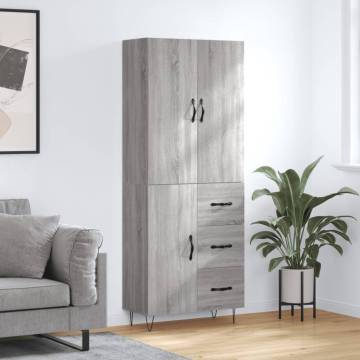 Stylish Highboard Grey Sonoma - 69.5x34x180 cm | HIPO Market