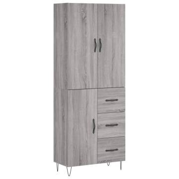 Stylish Highboard Grey Sonoma - 69.5x34x180 cm | HIPO Market