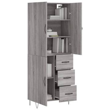 Stylish Highboard Grey Sonoma - 69.5x34x180 cm | HIPO Market