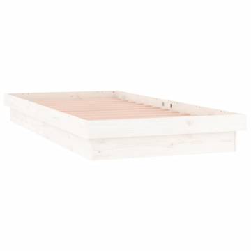 LED Bed Frame White 90x190 cm Single Solid Wood | Hipomarket