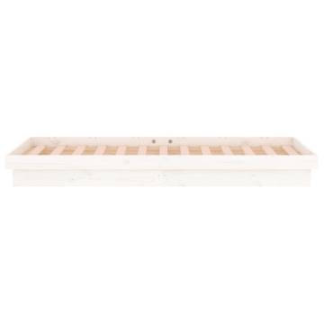 LED Bed Frame White 90x190 cm Single Solid Wood | Hipomarket