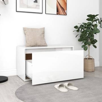 Stylish High Gloss White Hall Bench – 80x40x45 cm