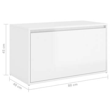 Stylish High Gloss White Hall Bench – 80x40x45 cm