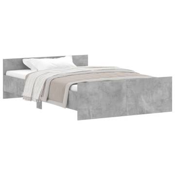 Concrete Grey Bed Frame with Headboard & Footboard - 120x190 cm