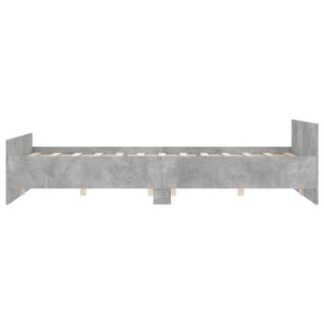 Concrete Grey Bed Frame with Headboard & Footboard - 120x190 cm