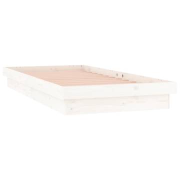 LED Bed Frame White 90x200 cm - Solid Pine Wood & Lights