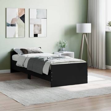 Black Bed Frame 75x190 cm | Durable Engineered Wood Design