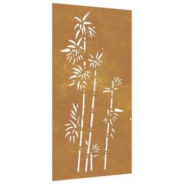 Corten Steel Bamboo Garden Wall Decoration - 105x55 cm