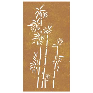 Corten Steel Bamboo Garden Wall Decoration - 105x55 cm