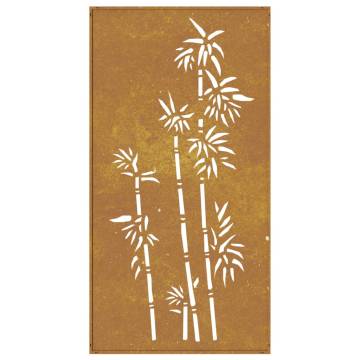 Corten Steel Bamboo Garden Wall Decoration - 105x55 cm