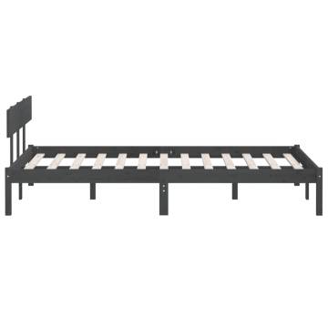 Grey Solid Wood Bed Frame 120x190 cm - Modern Bedroom Style