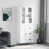 Highboard High Gloss White 69.5x34x180 cm Engineered Wood Colour high gloss white Quantity in Package 1 Model 1 wood door 3 drawers 