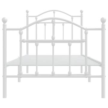 Elegant White Metal Bed Frame with Headboard 90x190 cm Single