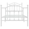 Elegant White Metal Bed Frame with Headboard 90x190 cm Single