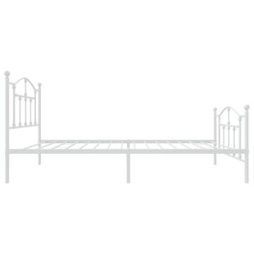 Elegant White Metal Bed Frame with Headboard 90x190 cm Single