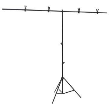 T-Shape Background Stand Black - Adjustable & Sturdy (201x60cm)