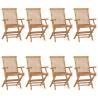 Garden Chairs 8 pcs Solid Teak Wood Quantity in Package 8 Number of 1 