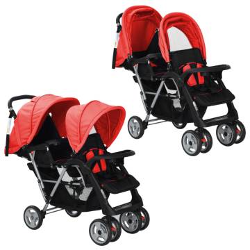 Tandem Stroller Steel Red and Black - Comfortable & Durable