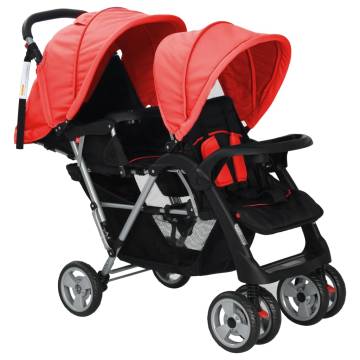 Tandem Stroller Steel Red and Black - Comfortable & Durable