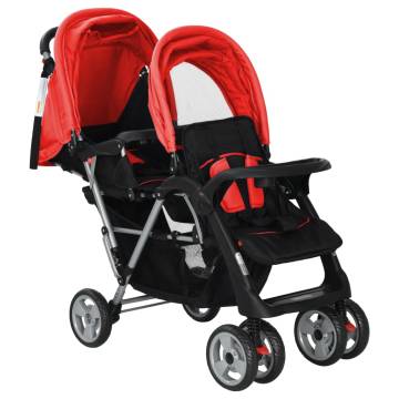 Tandem Stroller Steel Red and Black - Comfortable & Durable