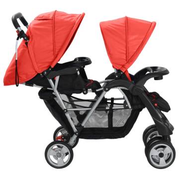 Tandem Stroller Steel Red and Black - Comfortable & Durable