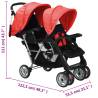 Tandem Stroller Steel Red and Black - Comfortable & Durable