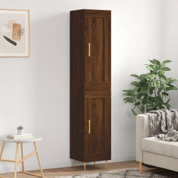 Stylish Highboard Brown Oak - Durable Engineered Wood 34.5x34x180 cm