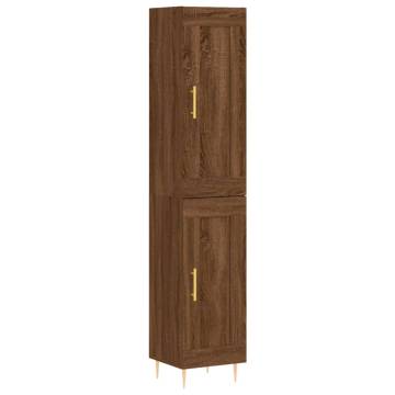 Stylish Highboard Brown Oak - Durable Engineered Wood 34.5x34x180 cm