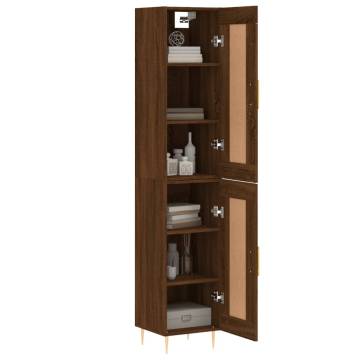 Stylish Highboard Brown Oak - Durable Engineered Wood 34.5x34x180 cm