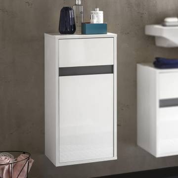 Trendteam Sol White Storage Wall Cabinet with Drawer - Stylish & Funct