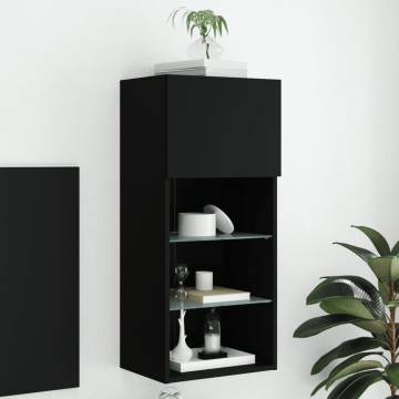 Stylish Black TV Cabinet with LED Lights - 40.5x30x90 cm