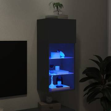 Stylish Black TV Cabinet with LED Lights - 40.5x30x90 cm