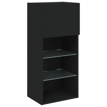 Stylish Black TV Cabinet with LED Lights - 40.5x30x90 cm