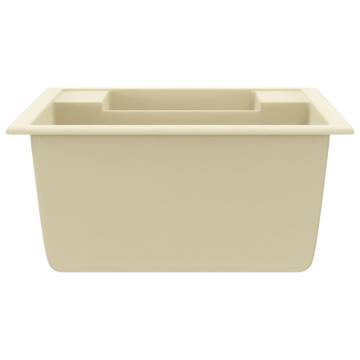 Beige Granite Double Basin Kitchen Sink with Overflow Hole