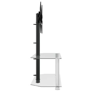 Corner TV Stand for 32-70 Inch TVs - Black & Silver 2-Tier Design